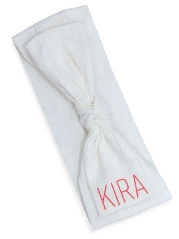 Sporty Rift Personalised  Headband in White with Coral print