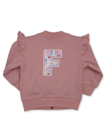 Back of the Print Letter Personalised Jacket with Watercolour Floral print and White outline