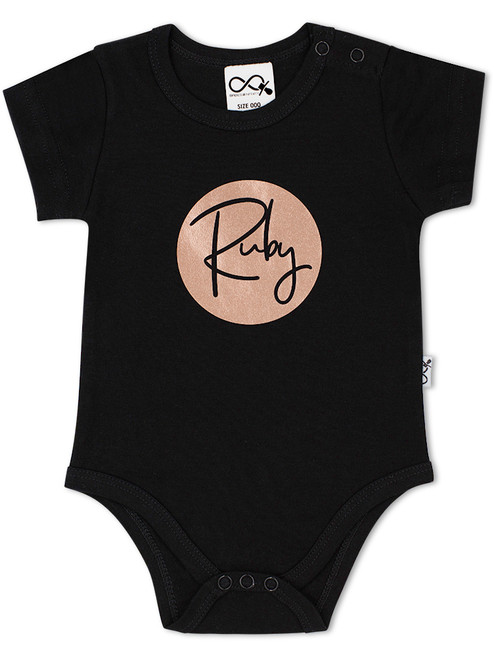 Black Onesie with Metallic Rose Gold Black Onesie with Metallic Rose Gold