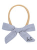Bow Modern Cursive Personalised Headband in Grey with Black print