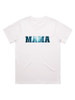 Ocean Mama Classic T-shirt in white, featuring a deep blue ocean-inspired ‘MAMA’ print - perfect for relaxed, coastal Mama & Mini matching outfits