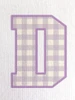 Close-up of the gingham print within the ‘D’, showcasing soft lilac tones and a classic check pattern