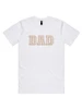 Gingham Dad Classic T-shirt in white, featuring a soft tan gingham ‘DAD’ print - perfect for timeless Dad & Mini matching outfits