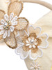 Handmade bow hair elastic with floral lace pearl and gold bead details