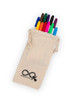 Set of 12 colourful washable markers in a reusable natural canvas drawstring storage pouch, included with the Christmas colouring bag.