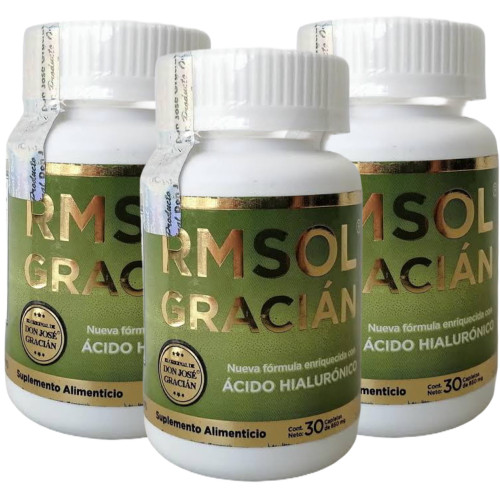 3 Bottles (90 caps) RMSOL Gracian 100% Original Acido Hialuronico Curcuma  Turmeric