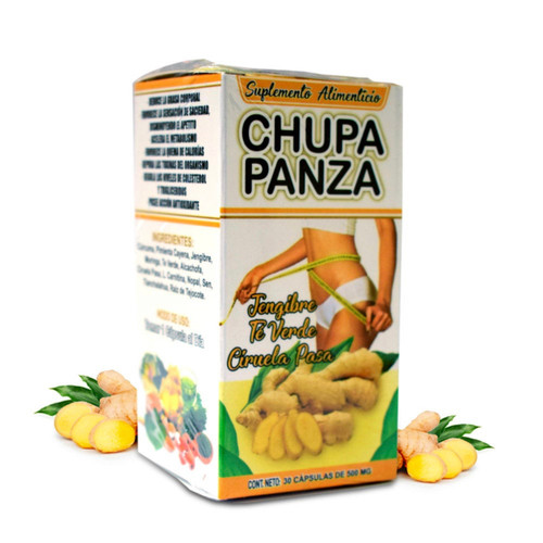 Chupa Panza capsulas 30 Caps ENVIO GRATIS Jengibre + Alga Espirulina Quema Grasa, 30 pastillas