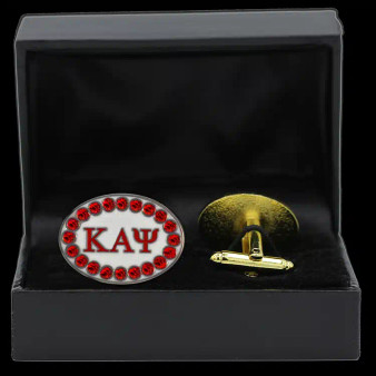 G1078-KAPPA ALPHA PSI 7_8_ W RED AUSTRIAN CRYSTAL CUFFLINKS IN LEATHERETTE BOX 775