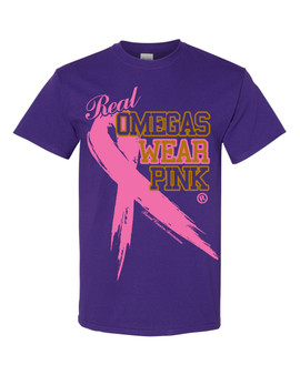 Deference Clothing® compatible with Omega Psi Phi Clothing® Chapter 34 Wears Pink-Breast Cancer T-Shirt