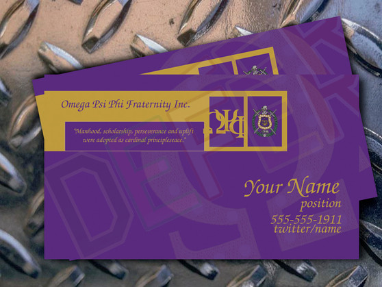 Deference Clothing® compatible with Omega Psi Phi Clothing® Chapter 65 Business Card 102