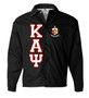 Crimson Kappa Alpha Psi crossing jacket with fraternity lettering and crest