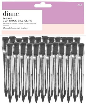 Retail packaging for the Diane 3.5" Duck Bill Clips 24-Pack (Item D20), showing the bulk quantity of silver aluminum sectioning clips.