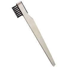 Satin Edge 2159 Slant Tip Tweezer with Brow Brush – precision plucking and grooming tool for brows and lashes at Weiss Barber Supply.