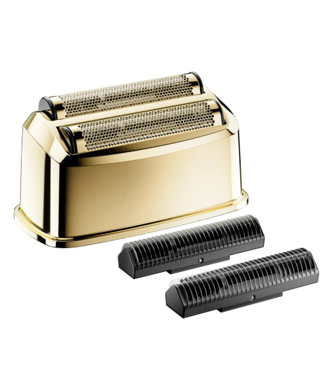 ProFoil Plus II Gold Shaver Foil & Cutter TS-3 – angle view with black cutters for professional barbers at Weiss Barber Supply