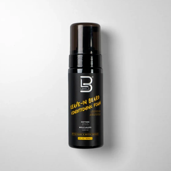 L3VEL3 Leave-In Beard Conditioning Foam 5 fl oz – lightweight foam that softens and hydrates facial hair at Weiss Barber Supply