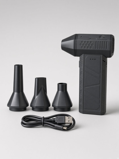 X3 Mini electric air duster kit with nozzles and USB charging cable