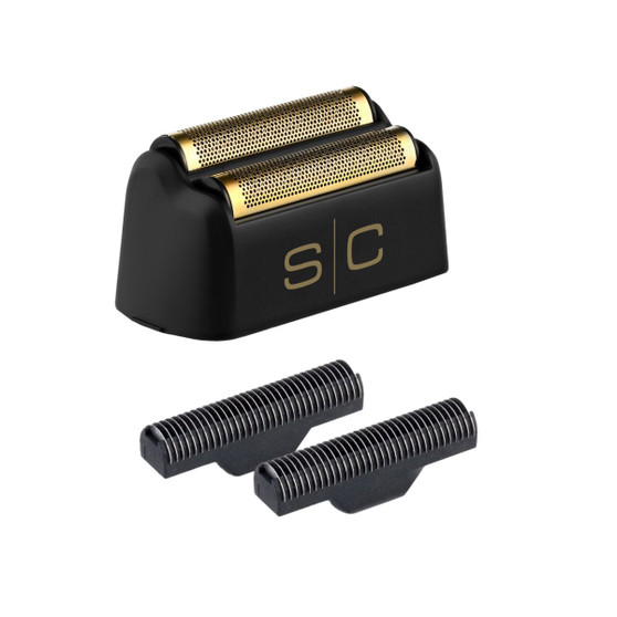 StyleCraft Gold Titanium Foil Head + Echo Cutters for Instinct Foil Shaver – professional replacement set for barbers at Weiss Barber Supply
