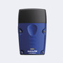 Direct front view of the BaBylissPRO® LO-PROFX Compact Foil Shaver with its protective cap secured, showcasing its blue metal housing and branding.