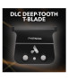 Graphic image highlighting the DLC DEEP-TOOTH T-BLADE technology for the Andis Phenom Trimmer, emphasizing superior sharpness and corrosion protection.