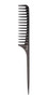 Full view of the black Diane 11.5" Wide Tooth Rat Tail Comb (D39), clearly showing the wide-spaced teeth for detangling and the long, thin rat tail end for precision sectioning.