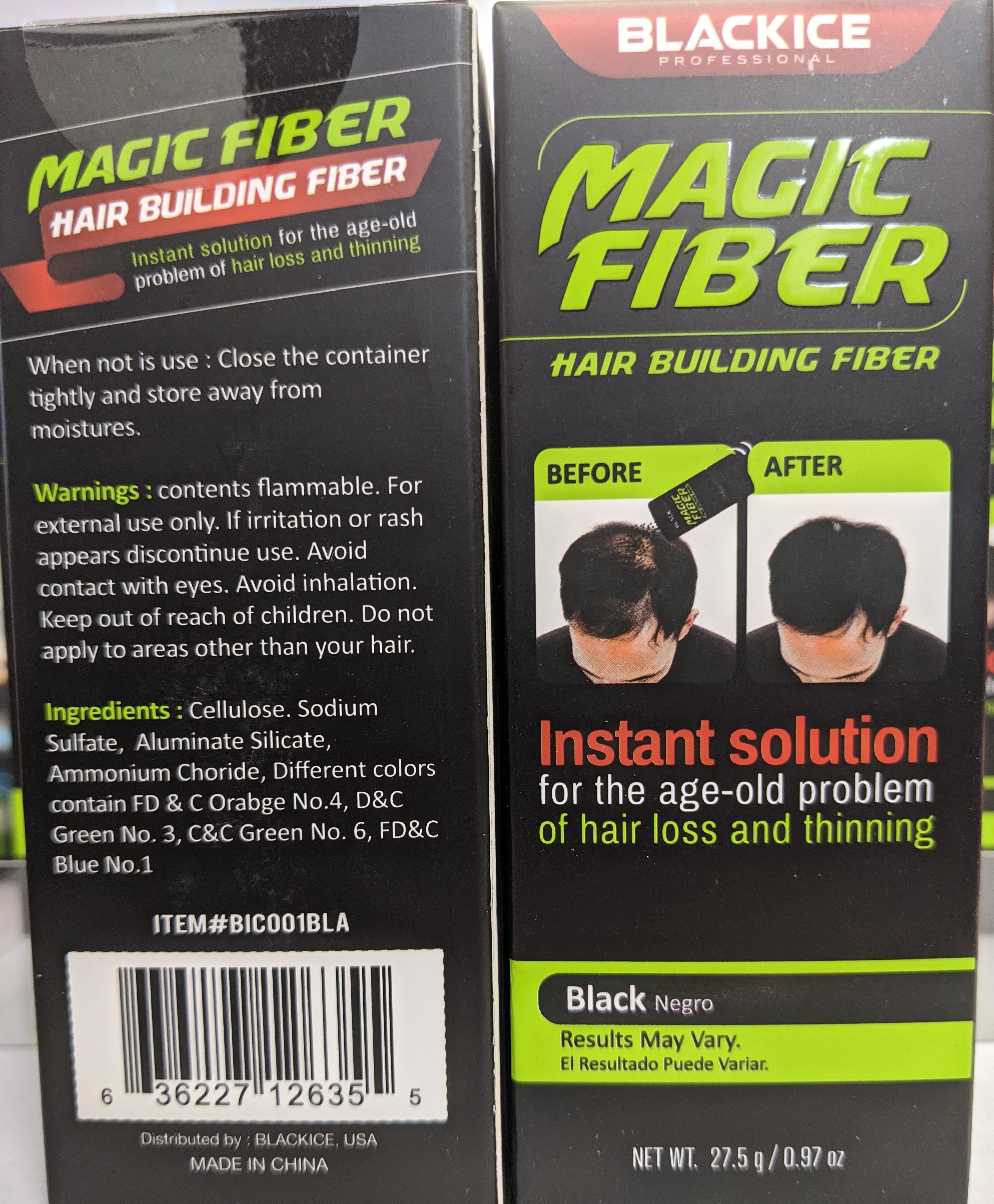 Black Ice Hair Fibers Black - Atlanta Barber and Beauty Supply