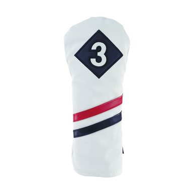 Ram Golf Premium Vintage Style PU Leather Headcovers, Retro White, 3 Wood
