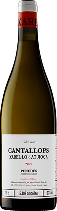 Bottle of Cantallops white wine from AT ROCA in Penedès, Spain