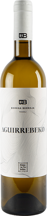 Bottle of Aguirrebeko white wine from Bodega Berroja in Bizkaia, Basque region