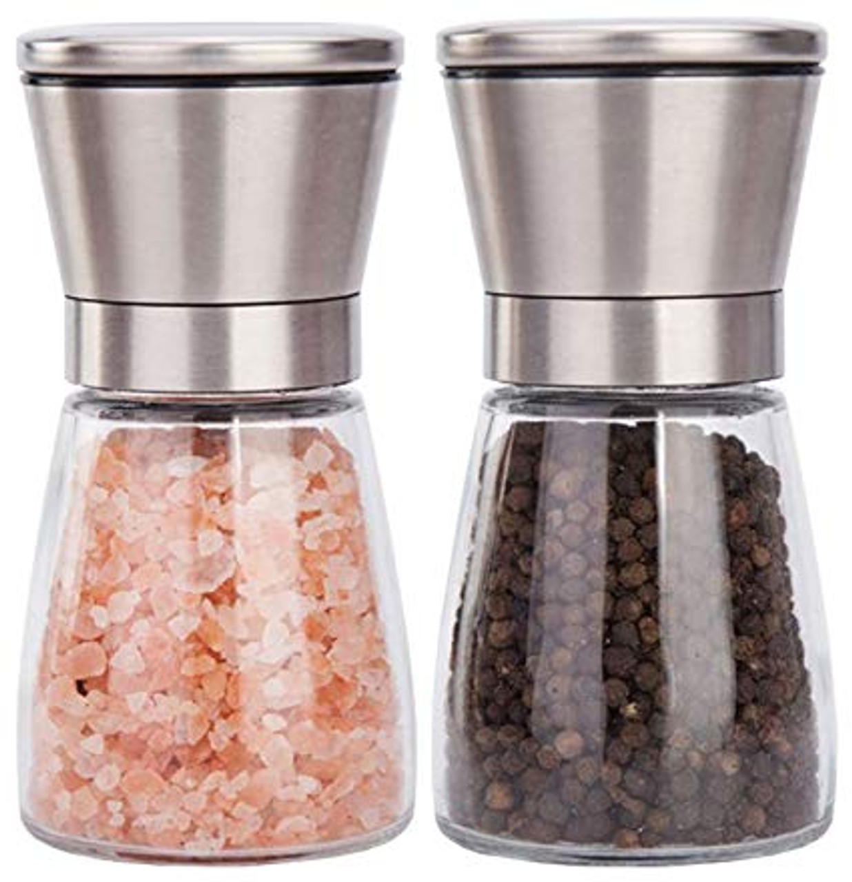 Salt & Pepper Mills, 3 Pcs Grinder with Free Caddy, Empty