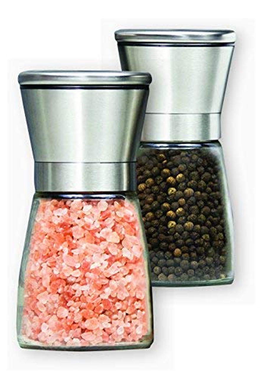 Premium Black Stainless Steel Salt And Pepper Grinder Set With