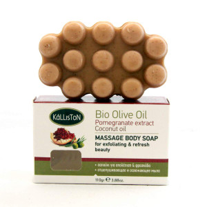 Pomegranate Extract with Organic Extra Virgin Olive Oil Μassage Body Soap, Massage Body & Exfoliating Soap, Made in Greece, 110g Each Pomegranate Extract with Organic Extra Virgin Olive Oil Μassage Body Soap, Massage Body & Exfoliating Soap, Made in Greece, 110g Each