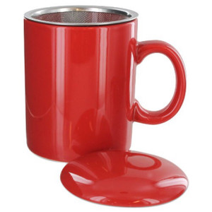 Infuser Tea Mug With Lid, 11 oz Red Infuser Tea Mug With Lid, 11 oz Red