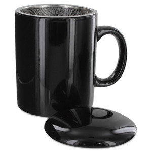 Tea2Brew Tea Mug with infuser and lid Black  Tea2Brew Tea Mug with infuser and lid Black