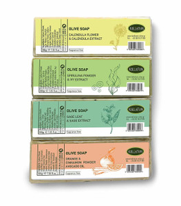 Olive Soaps with Natural Herbs Collection Set | Spirulina, Calendula, Sage, Orange | Fragrance Free | Made in Ancient Crete, Greece | 7.05 oz Each Olive Soaps with Natural Herbs Collection Set | Spirulina, Calendula, Sage, Orange | Fragrance Free | Made in Ancient Crete, Greece | 7.05 oz Each