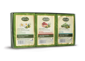 Traditional Olive Oil Soap 3 Pack | ASSORTED | All Natural | Assorted Aroma Fragrances | Made in Ancient Crete, Greece | 3 Soaps 3.53 oz. Each Traditional Olive Oil Soap 3 Pack | ASSORTED | All Natural | Assorted Aroma Fragrances | Made in Ancient Crete, Greece | 3 Soaps 3.53 oz. Each
