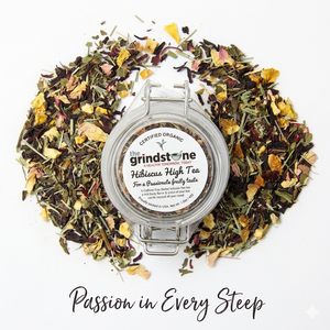 Organic Hibiscus High Tea, Caffeine Free Herbal Infusion, Wellness Tea Collection. 1.5 oz. Jar