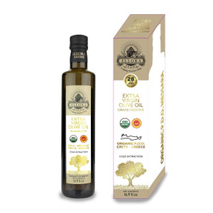 Certified Organic & Single Estate PDO Messara Greek Extra Virgin Olive Oil, High in Phenols, Gold Medal Winner, 17 OZ Bottle 