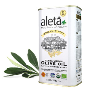 Aleta Organic & Single Estate PDO Extra Virgin Greek Olive Oil, Great Taste Award, 1 Ltr. Tin (33.8 oz.)