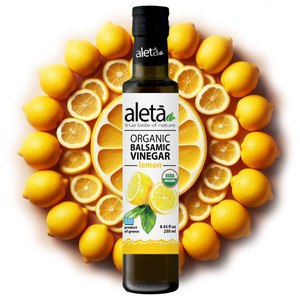 Aleta Farms Organic Lemon Balsamic Vinegar – Mediterranean Gourmet Flavor, USDA Certified, 8.5 oz Bottl Aleta Farms Organic Lemon Balsamic Vinegar – Mediterranean Gourmet Flavor, USDA Certified, 8.5 oz Bottl