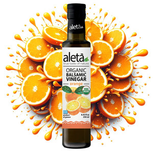 Aleta Organic, Infused Orange Balsamic Vinegar, Great Taste Award Winner, Glass Bottle, 8.45 oz. Aleta Organic, Infused Orange Balsamic Vinegar, Great Taste Award Winner, Glass Bottle, 8.45 oz.