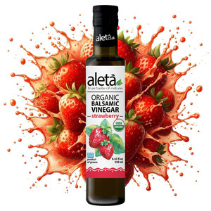 Aleta Organic, Infused Strawberry Balsamic Vinegar, Great Taste Award Winner, Glass Bottle, 8.45 oz. Aleta Organic, Infused Strawberry Balsamic Vinegar, Great Taste Award Winner, Glass Bottle, 8.45 oz.