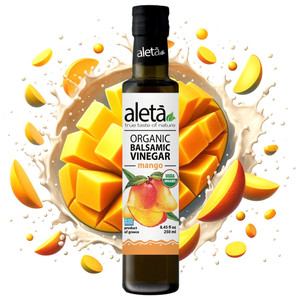 Aleta Organic, Infused Mango Balsamic Vinegar, Great Taste Award Winner, Glass Bottle, 8.45 oz. Aleta Organic, Infused Mango Balsamic Vinegar, Great Taste Award Winner, Glass Bottle, 8.45 oz.