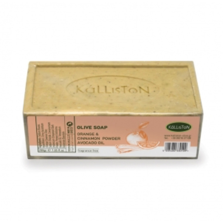 Kalliston, Olive Oil Soap Bar, Orange & Cinnamon Powder Avocado Oil