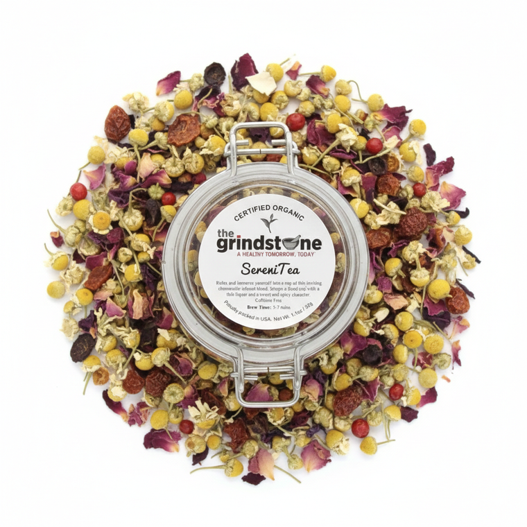 ORGANIC SERENI-TEA, Caffeine Free Herbal Infusion, Wellness Tea, 1.1 Oz Jar
