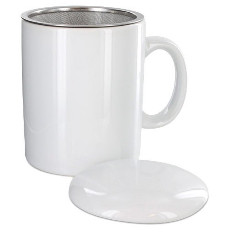 Infuser Tea Mug With Lid, 11 oz  White