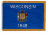 Wisconsin flag with pole sleeve and fringe