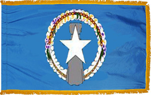 Northern Marianas flag with pole sleeve and fringe Northern Marianas flag with pole sleeve and fringe