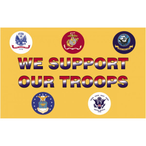 We Support our Troops Flag (Heading and Grommet Style)