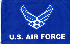 Air Force Wings Flag with Blue Background (Heading and Grommet Style)