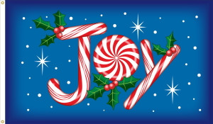 "Joy" Holiday Flag  - Nylon Material Finished with a Sturdy Fabric Heading and Grommets